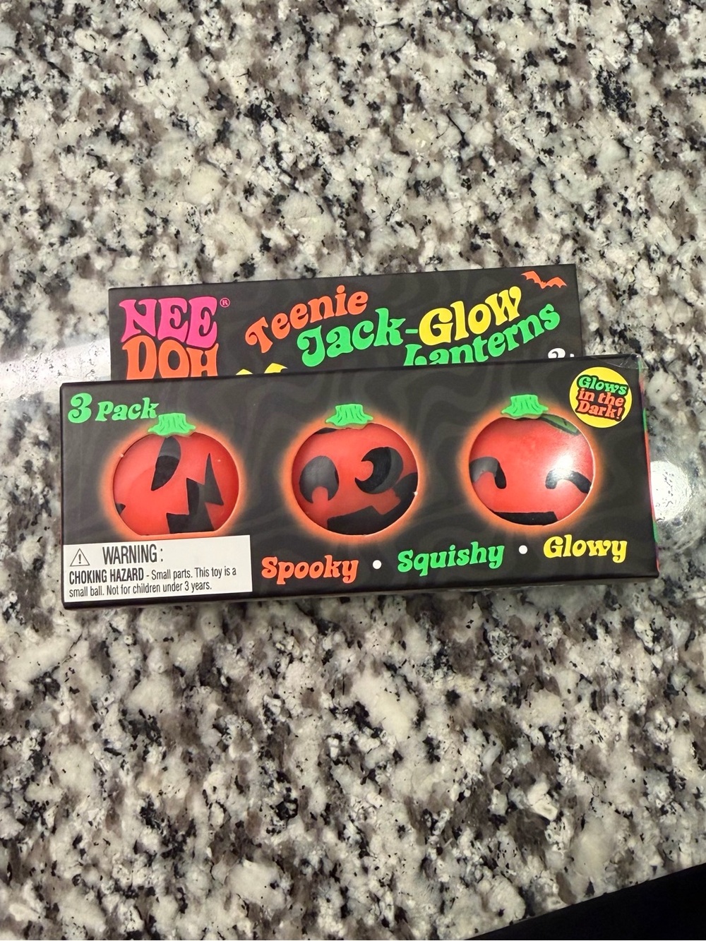 Nee Doh Teenie Jack-Glow Lanterns 3 Pack Halloween Fidget Toys